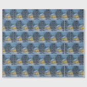 Winter Country Church In Snowflakes ラッピングペーパー (フラット)