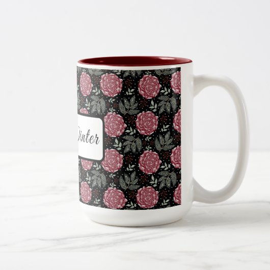 Winter Cozy Roses Floral Coffee Mug ツートーンマグカップ (右)