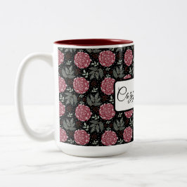 Winter Cozy Roses Floral Coffee Mug ツートーンマグカップ