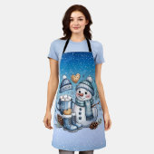Winter Cozy Snowman エプロン (着用した状態)