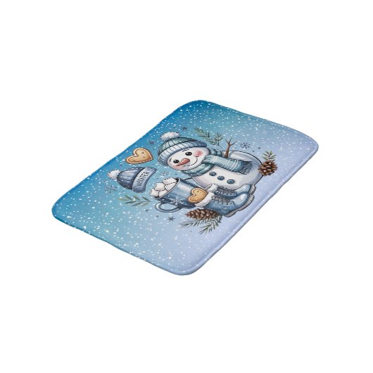 Winter Cozy Snowman バスマット (アングル)