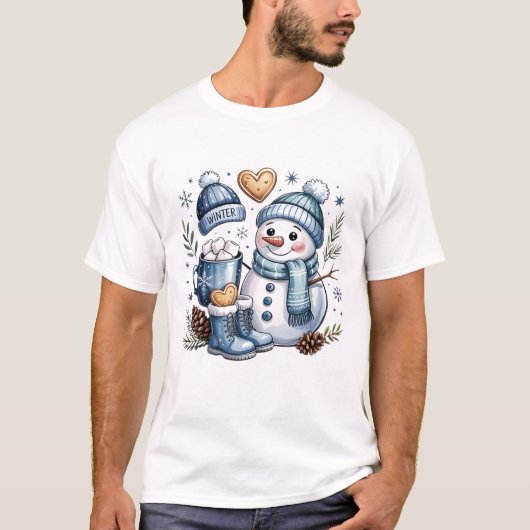Winter Cozy Snowman  Tシャツ (正面)