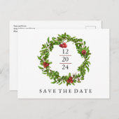 Winter Cranberry Save the Date 案内ポストカード (正面/裏面)