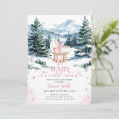 Winter Cute Pink Bow Cradle Baby Shower 招待状 (スタンド正面)