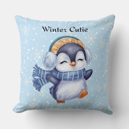 Winter Cutie | かわいいペンギンのデコレーション用枕 クッション (正面)