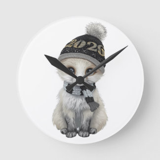 Winter Cutie 2026 Wall Clock – Cute Winter Animal  ラウンド壁時計