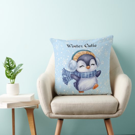 Winter Cutie | Cute Penguin Decorative Pillow クッション (椅子)