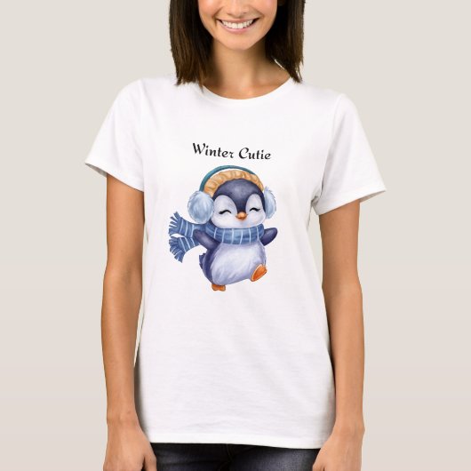 Winter Cutie | Cute Penguin Winter T-Shirt Tシャツ (正面)