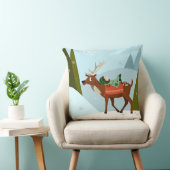 Winter deer and elf in snow Christmas tale fun art クッション (椅子)