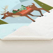 Winter deer and elf in snow Christmas tale fun art シェルパブランケット (3/4)