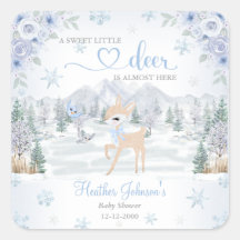 Winter Deer Blue Snowflake Baby Shower