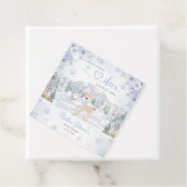Winter Deer Blue Snowflake Baby Shower フェイバータグ (インサイチュ)