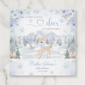 Winter Deer Blue Snowflake Baby Shower フェイバータグ (裏面)