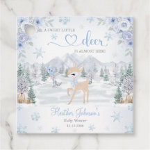 Winter Deer Blue Snowflake Baby Shower