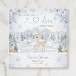 Winter Deer Blue Snowflake Baby Shower フェイバータグ