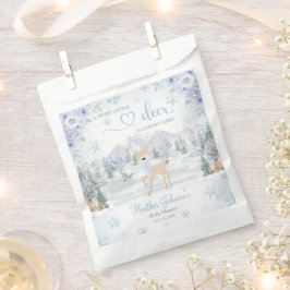Winter Deer Blue Snowflake Baby Shower フェイバーバッグ