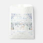 Winter Deer Blue Snowflake Baby Shower フェイバーバッグ (正面)