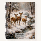 Winter Deer by Forest Stream ノートブック (正面)