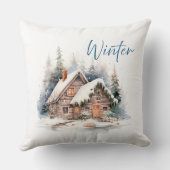 Winter Deer in Snowy Forest クッション (裏面)