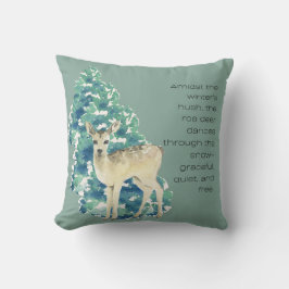 Winter Deer in the Snow – Wildlife Art Home Decor クッション