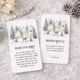 Winter Deer in Village Baby Shower Books for Baby エンクロージャーカード