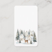 Winter Deer in Village Baby Shower Diaper Raffle エンクロージャーカード (裏面)