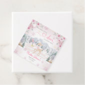 Winter Deer Pink Snowflake Baby Shower  フェイバータグ (インサイチュ)