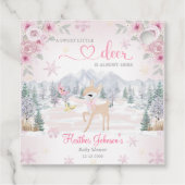 Winter Deer Pink Snowflake Baby Shower  フェイバータグ (裏面)