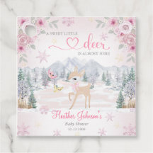 Winter Deer Pink Snowflake Baby Shower 