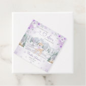 Winter Deer Purple Snowflake Baby Shower フェイバータグ (インサイチュ)