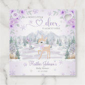 Winter Deer Purple Snowflake Baby Shower フェイバータグ (裏面)
