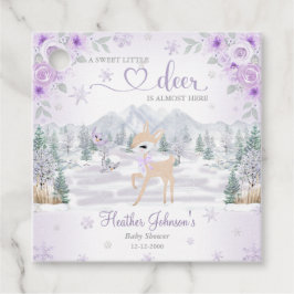 Winter Deer Purple Snowflake Baby Shower フェイバータグ
