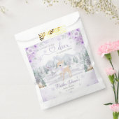 Winter Deer Purple Snowflake Baby Shower フェイバーバッグ (封をした状態)