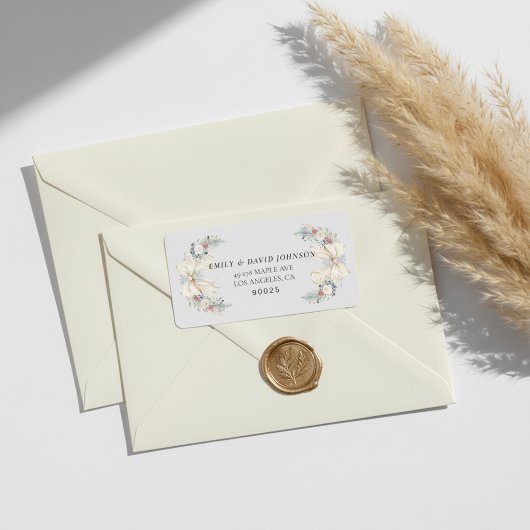 Winter Elegance with Cream Bow Address Label ラベル
