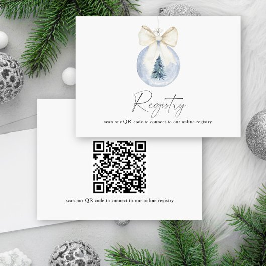 Winter elegant Bridal shower QR code for registry  エンクロージャーカード
