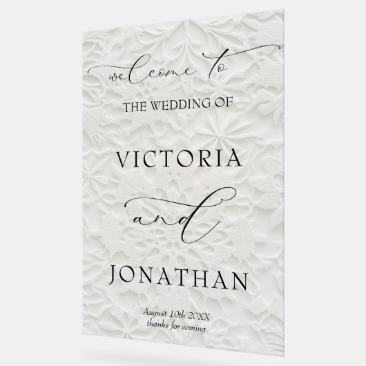 Winter Elegant Snowflakes Wedding Welcome アクリルサイン (傾斜)