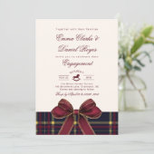 Winter Engagement party Christmas Plaid Red Bow 招待状 (スタンド正面)