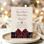 Winter Engagement party Christmas Plaid Red Bow 招待状