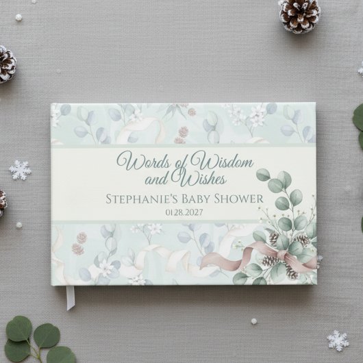 Winter Eucalyptus Baby Shower Guest Book ゲストブック