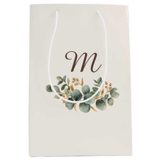 Winter Eucalyptus Monogram ミディアムペーパーバッグ (正面)