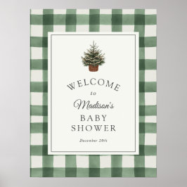 Winter Evergreen and Plaid Baby Shower Welcome ポスター