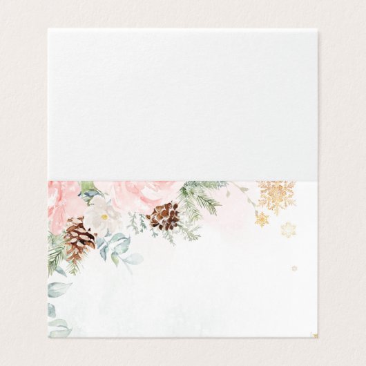 Winter evergreen blush pink food place cards (外部フラット)