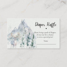 Winter Evergreen Pine Tree Diaper Raffle Ticket