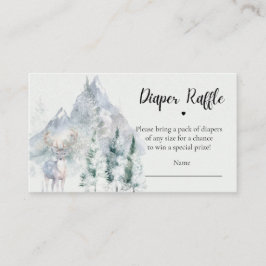 Winter Evergreen Pine Tree Diaper Raffle Ticket エンクロージャーカード