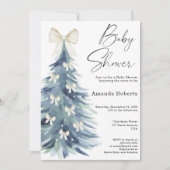 Winter evergreen tree with bows baby shower 招待状 (正面)