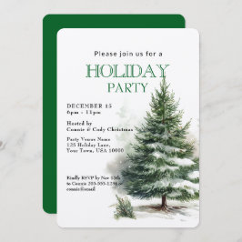 Winter Everygreen Tree HOLIDAY PARTY 招待状