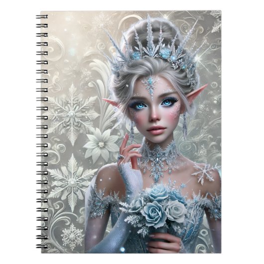 Winter Fairy Bride Icy Enchanted Fantasy Portrait ノートブック (正面)