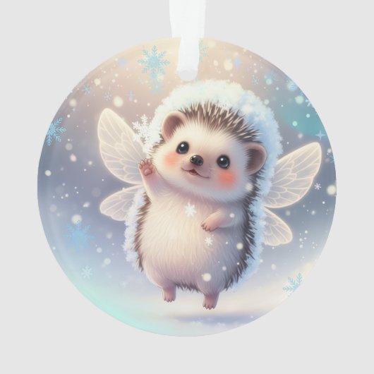 Winter Fairy Hedgehogs  – Cute Snowflake  オーナメント (裏面)