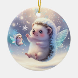 Winter Fairy Hedgehogs  – Cute Snowflake  セラミックオーナメント