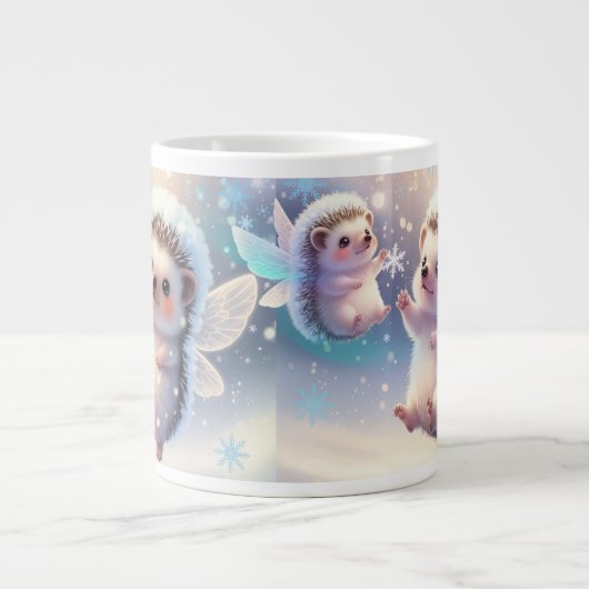 Winter Fairy Hedgehogs Mug – Cute Snowflake  ジャンボコーヒーマグカップ (正面)